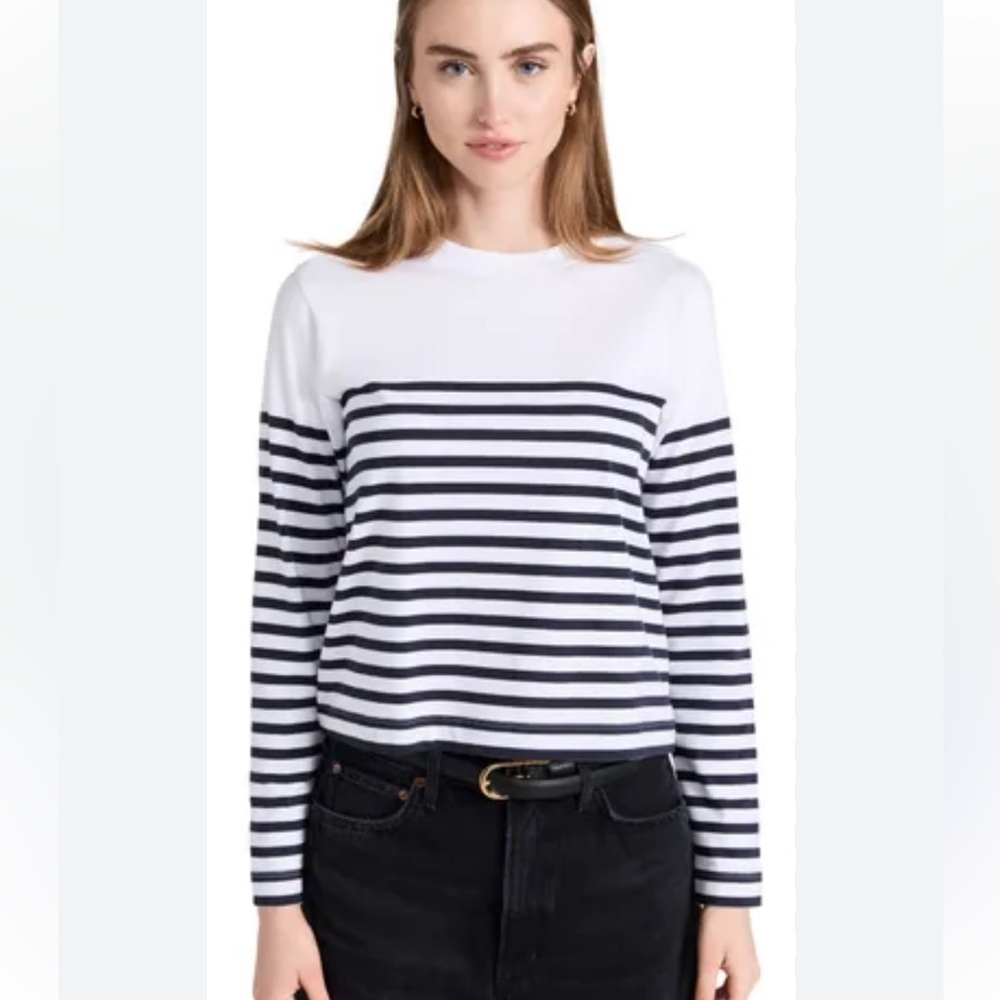 AYR White and Black Striped Sweatshirt